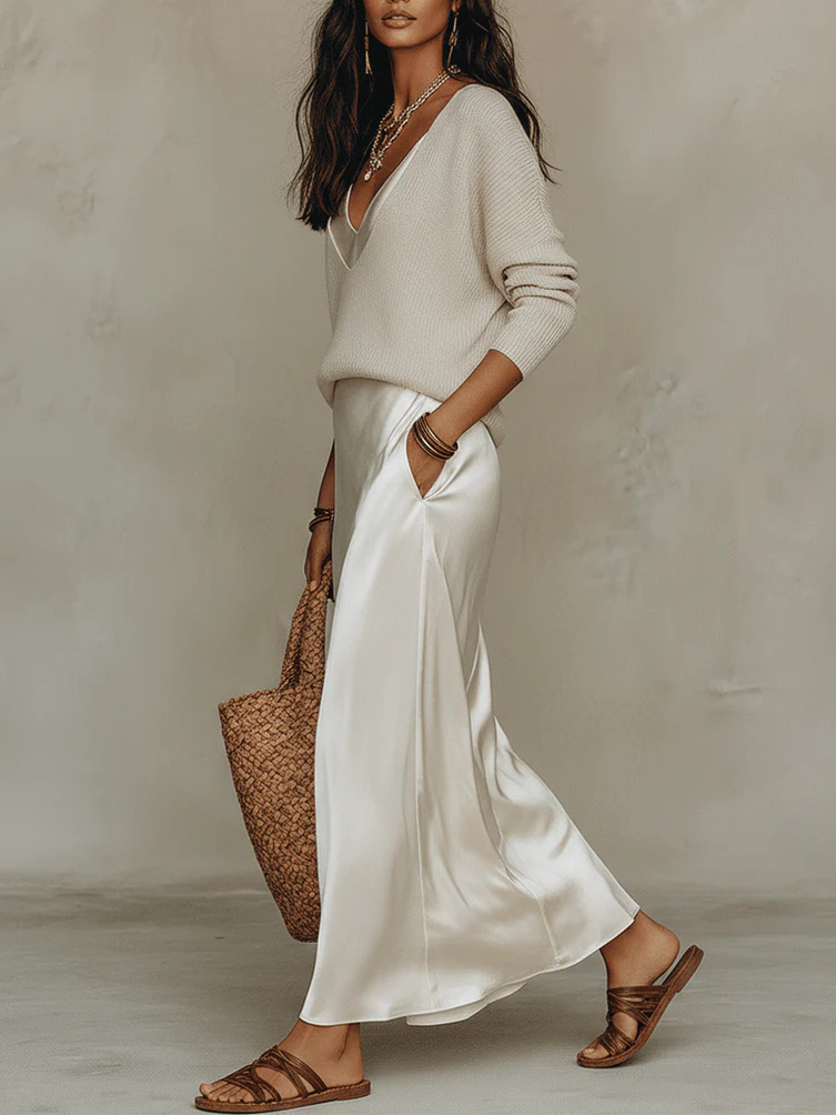 Schickes Damen-Satin-Maxikleid – Fly Line Bewertung und Preis